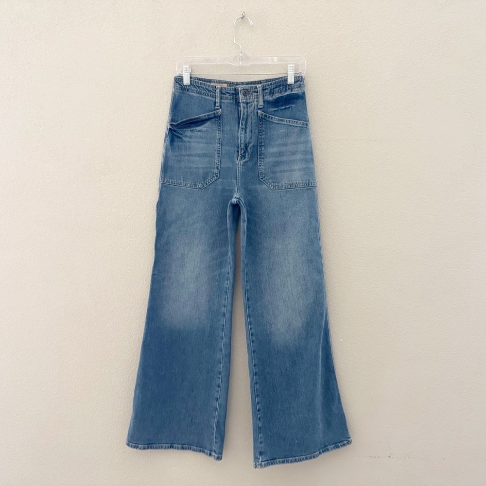 Pilcro The Carpenter Wide Leg Jeans 27 Denim Blue Utility Retro Boho Minimalist - Picture 6 of 15
